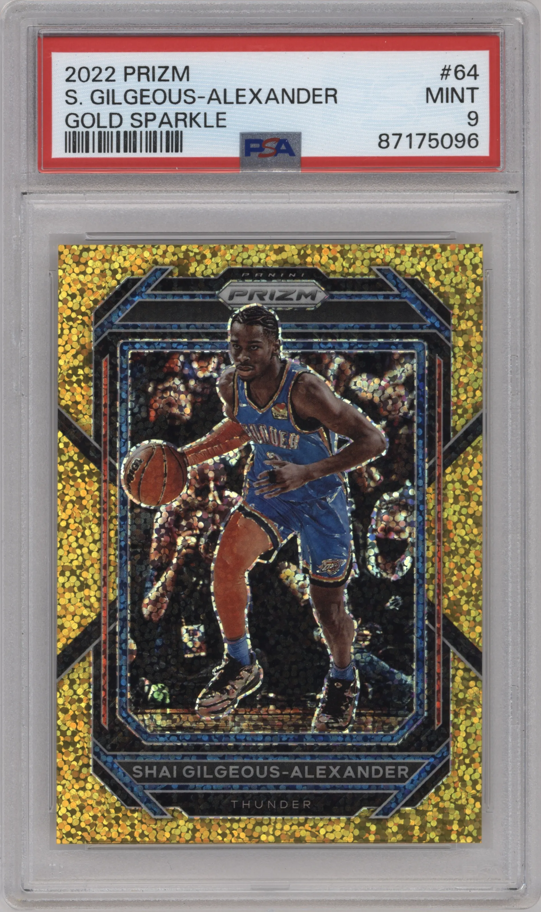 2022 Panini Prizm Shai Gilgeous-Alexander Gold Sparkle #64 PSA 9