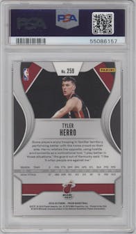 Tyler Herro from the 2019-20 Panini Prizm set graded by PSA and given an overall grade of 10.