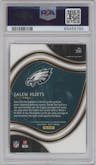 Jalen Hurts from the 2020 Panini Select set featuring a Silver Prizm parallel graded by PSA and given an overall grade of 10.
