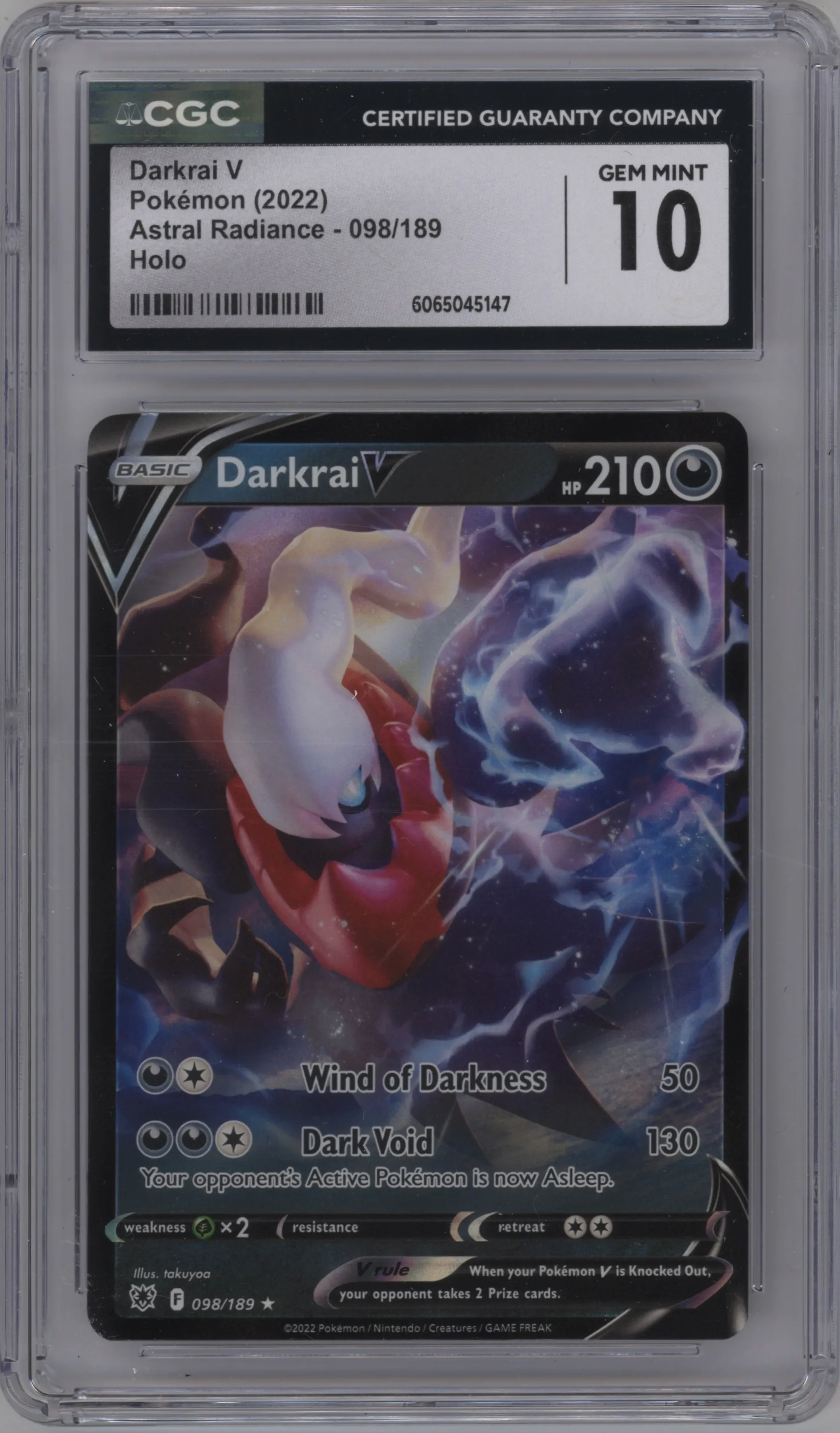 2022 Pokemon SWSH Astral Radiance Darkrai V #098 CGC 10