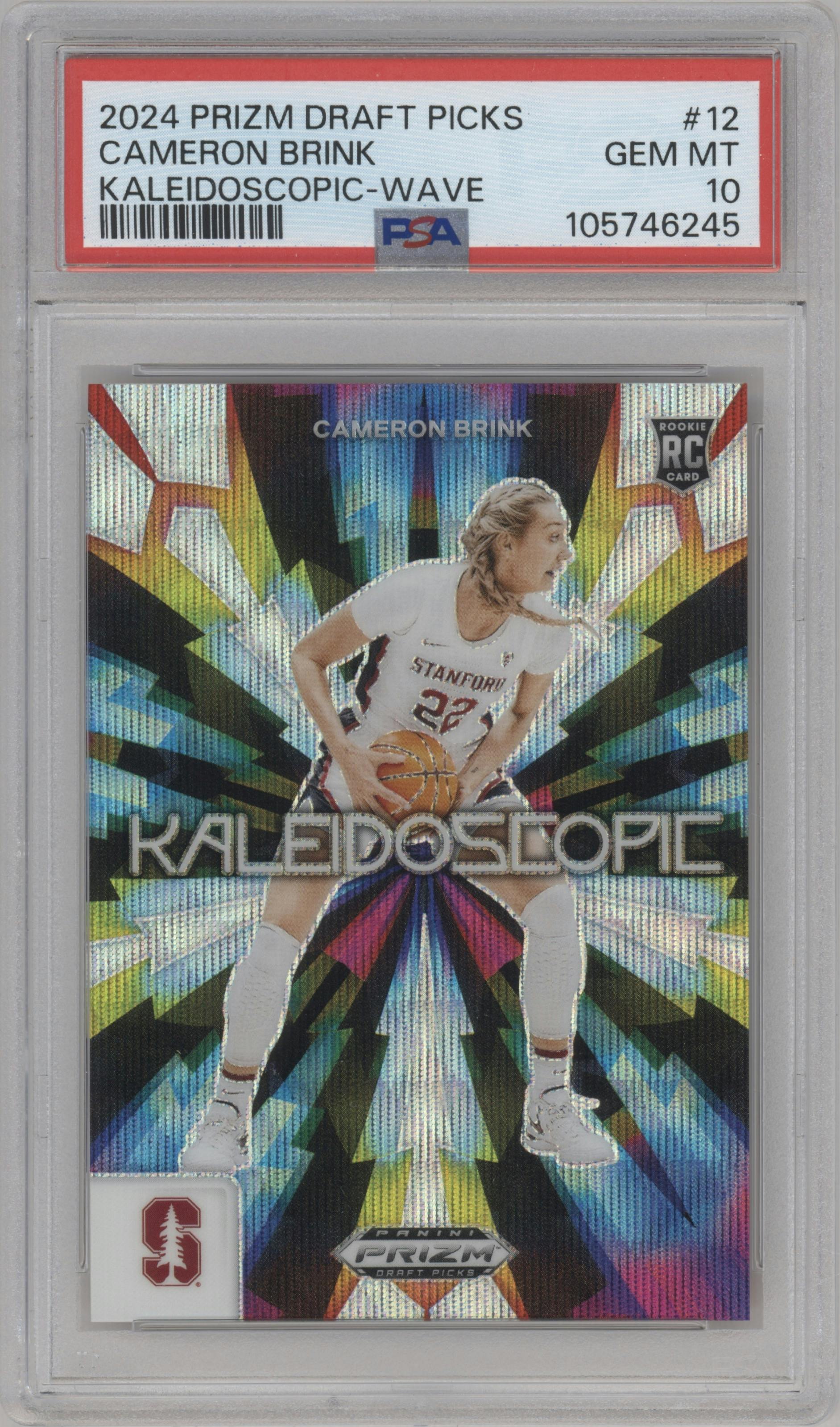 Cameron Brink from the 2024 Panini Prizm Draft Picks set featuring a Wave parallel graded by PSA and given an overall grade of 10.