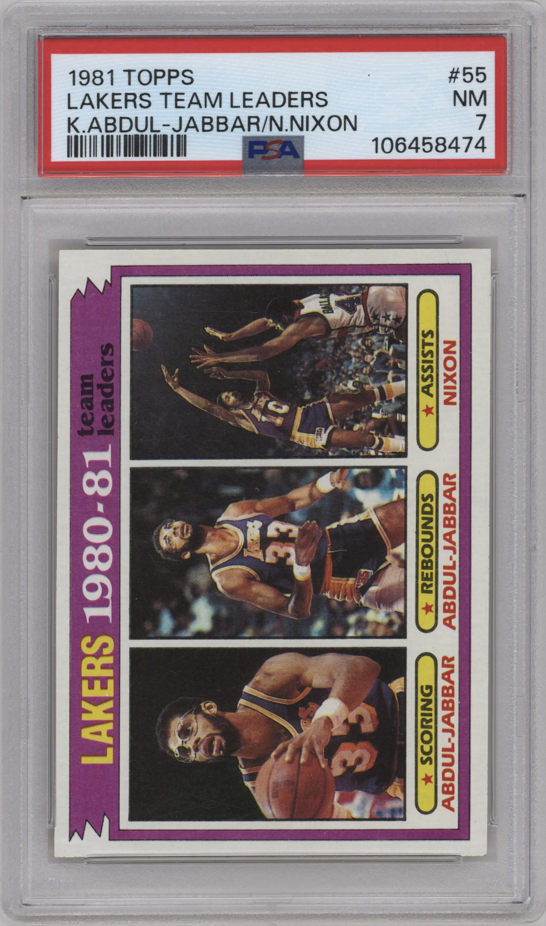 1981 Topps Kareem Abdul-Jabbar/Norm Nixon PSA 7