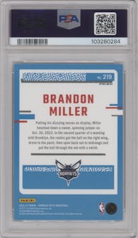 Brandon Miller from the 2023-24 Donruss Optic set featuring a Hyper Green parallel graded by PSA and given an overall grade of 10.