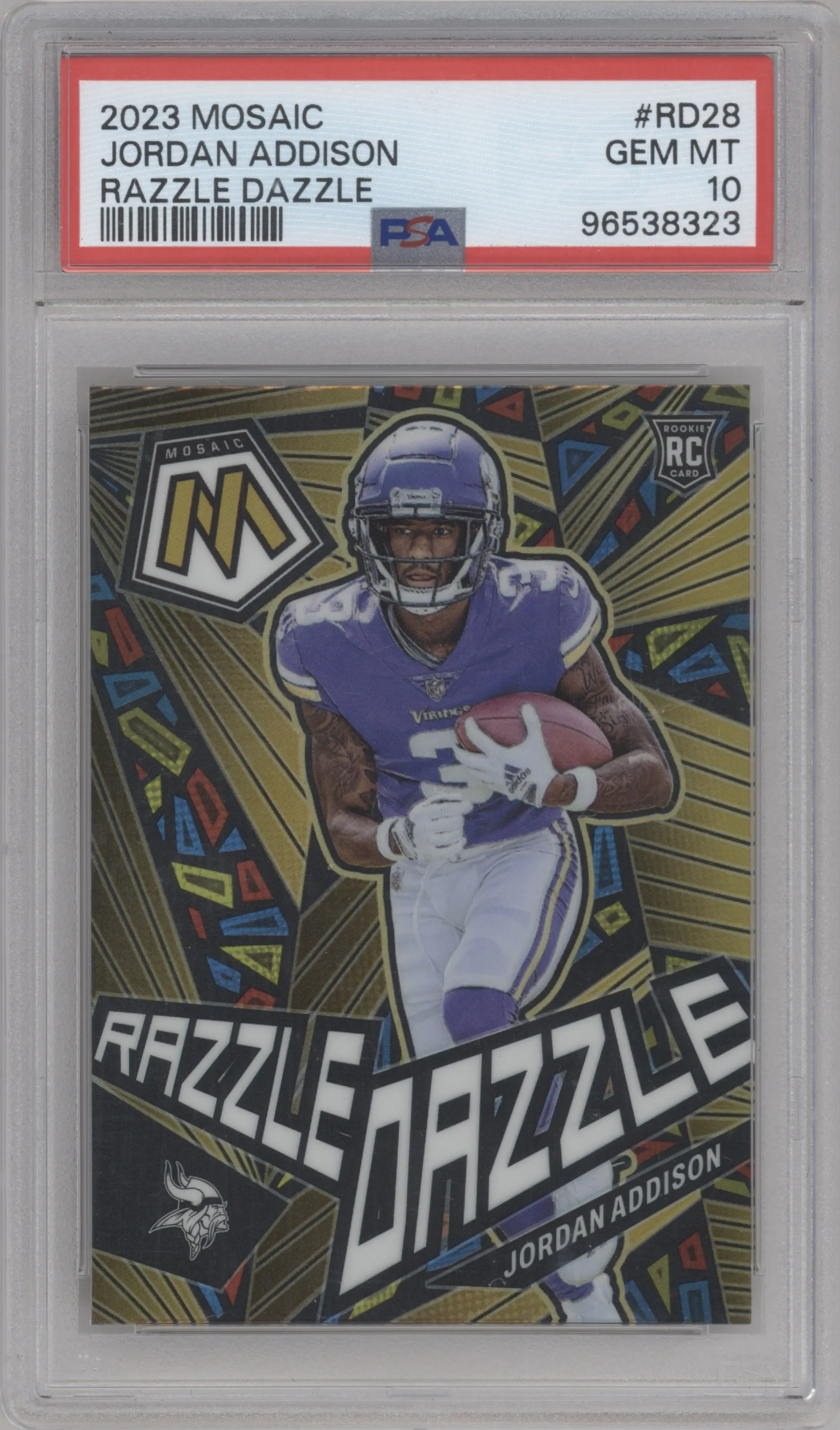 2023 Panini Mosaic Razzle Dazzle Jordan Addison PSA 10