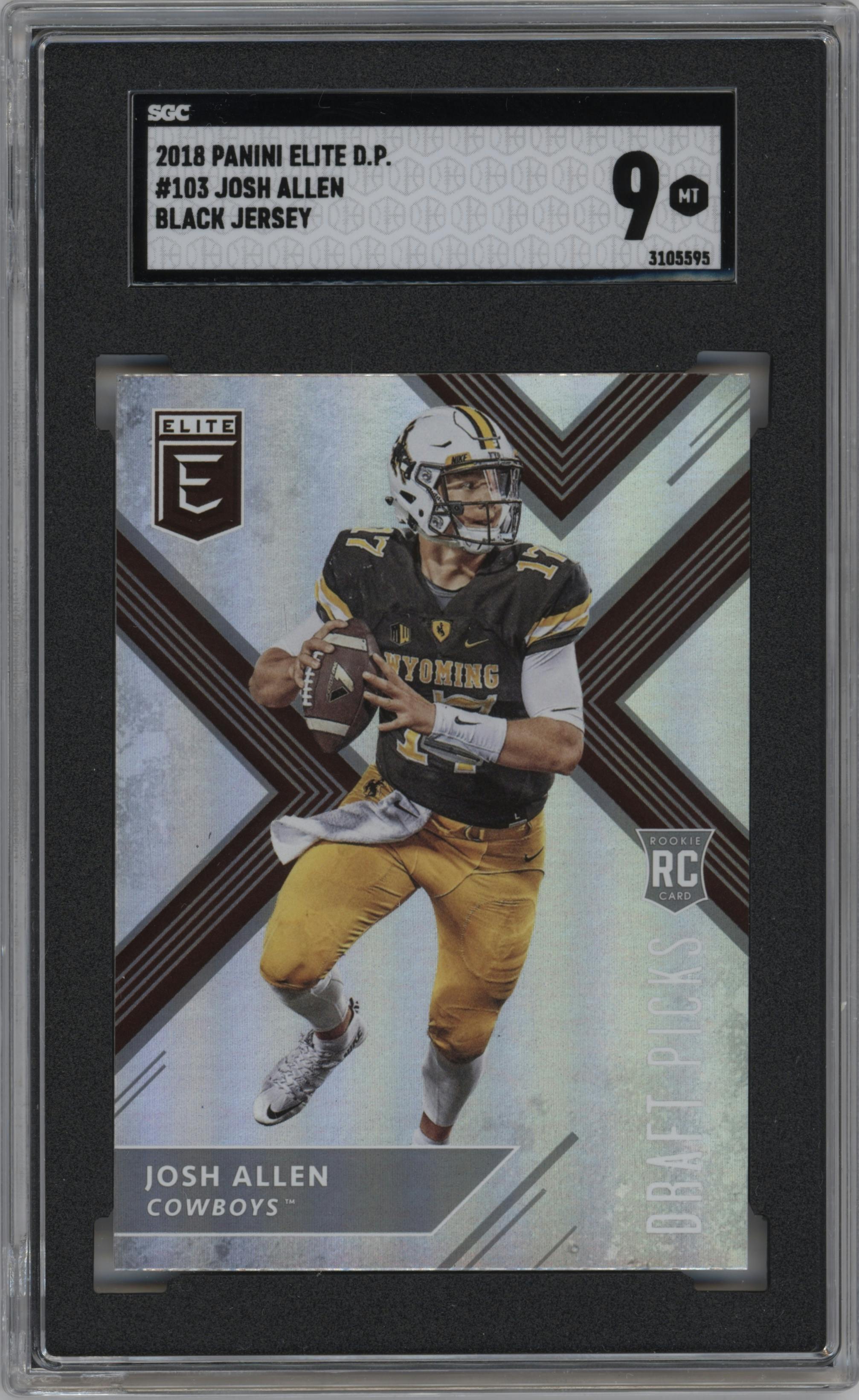Josh Allen from the 2018 Panini Elite Draft Picks Collegiate set graded by SGC and given an overall grade of 9.