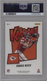 Travis Kelce from the 2024 Panini Absolute set graded by PSA and given an overall grade of 10.