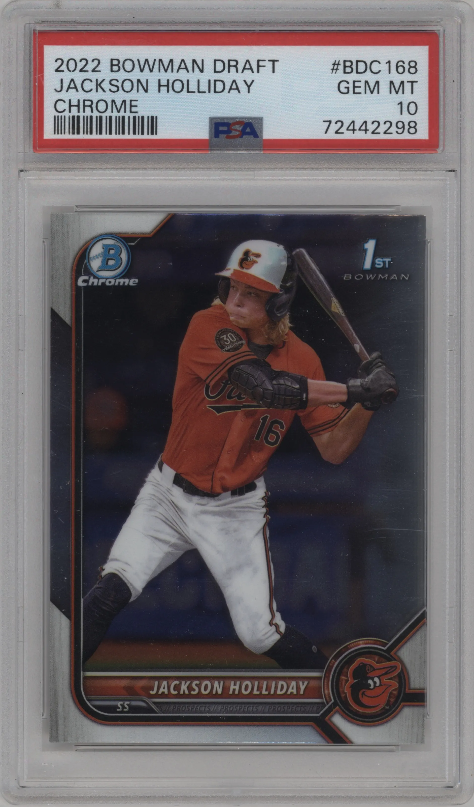 2022 Bowman Draft Chrome Jackson Holliday PSA 10