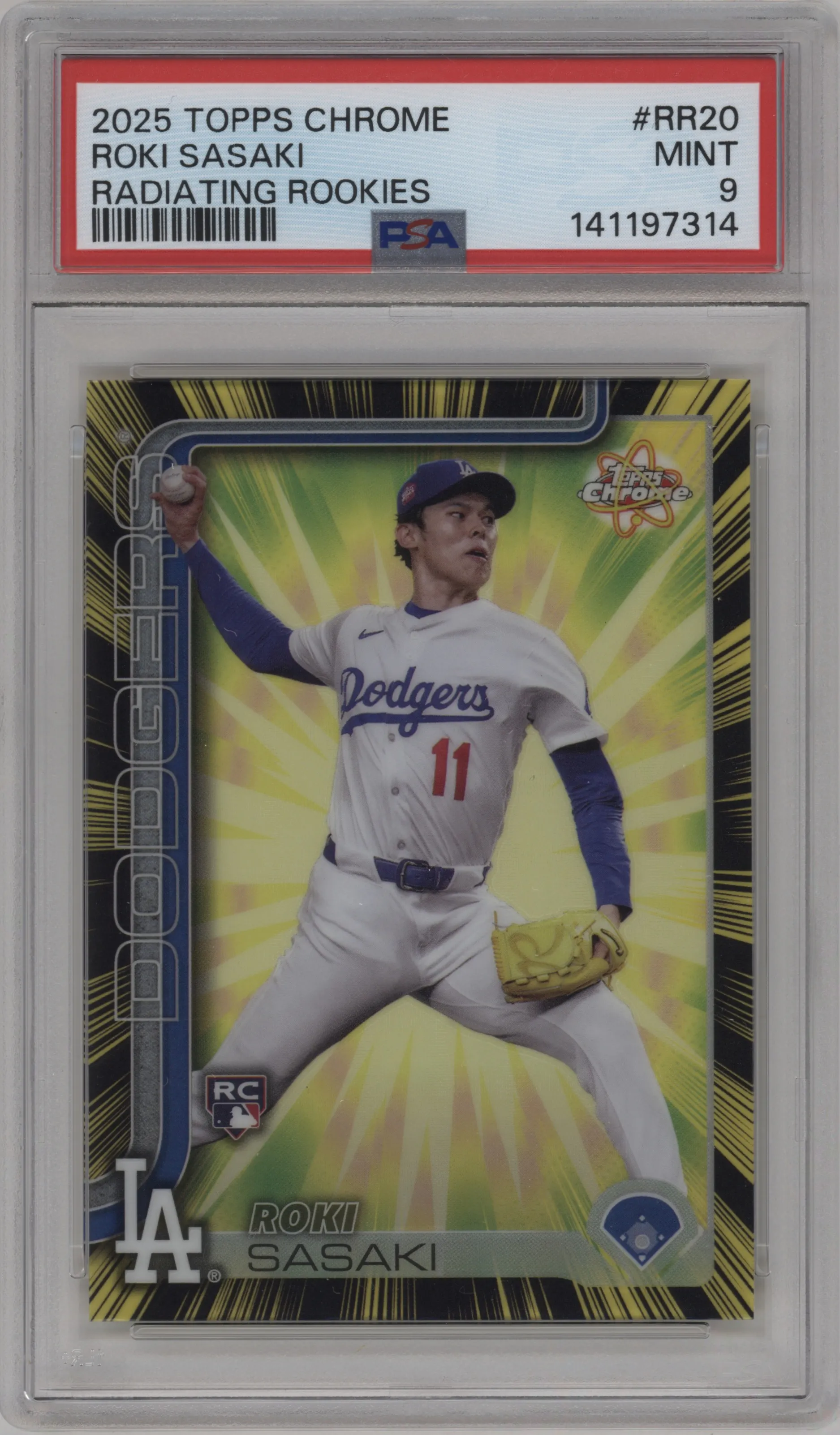 2025 Topps Chrome Radiating Rke. Roki Sasaki #RR-20 PSA 9