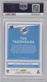 Tua Tagovailoa from the 2020 Panini Donruss Optic set featuring a Aqua parallel graded by PSA and given an overall grade of 9.