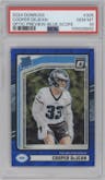Cooper DeJean from the 2024 Donruss set featuring a Blue Scope parallel graded by PSA and given an overall grade of 10.