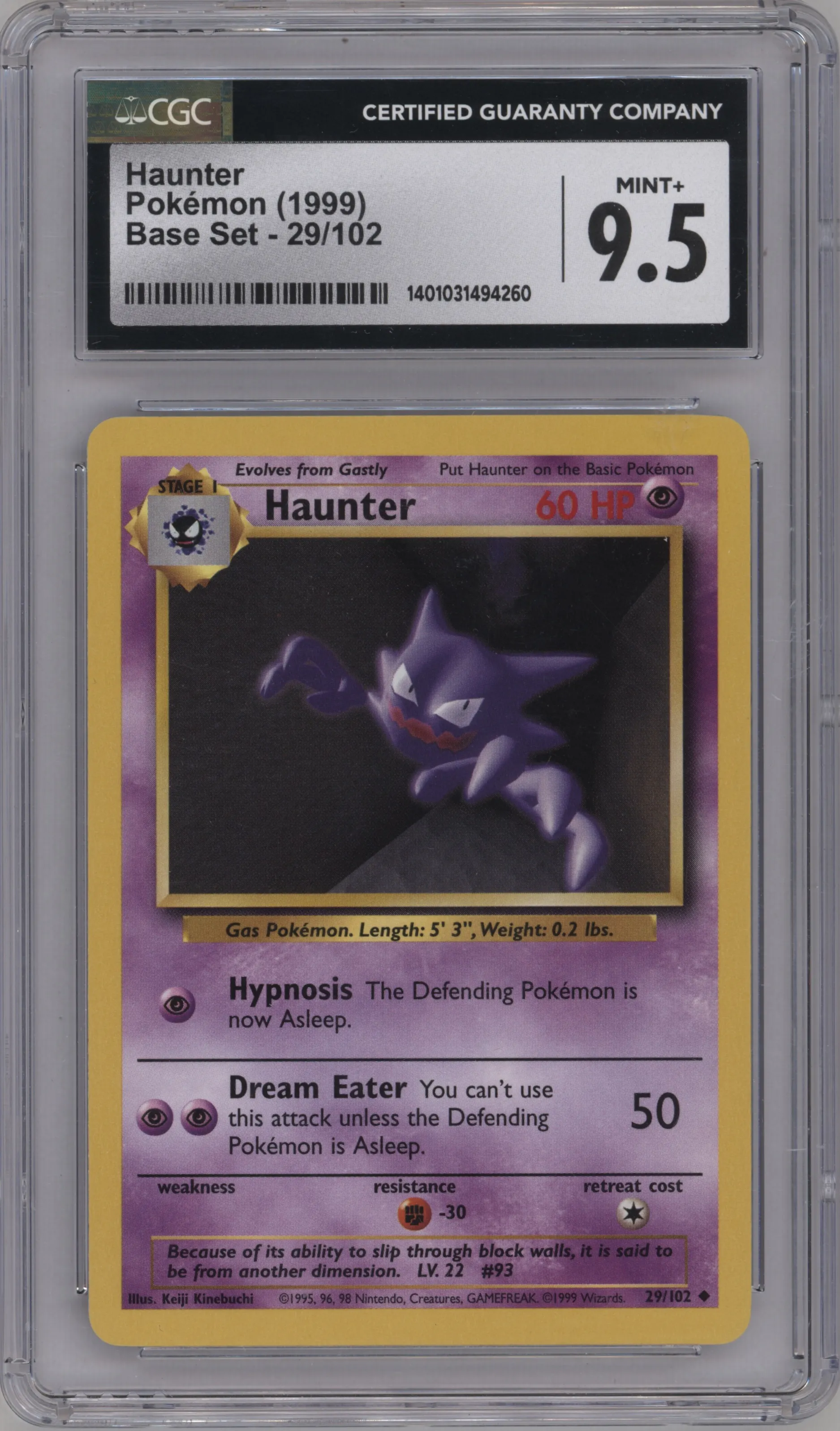 1999 Pokemon Base Set Haunter #29 CGC 9.5