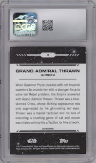 Grand Admiral Thrawn from the 2024 Topps Chrome Star Wars set featuring a Rainbow Refractor parallel graded by CSG and given an overall grade of 8.