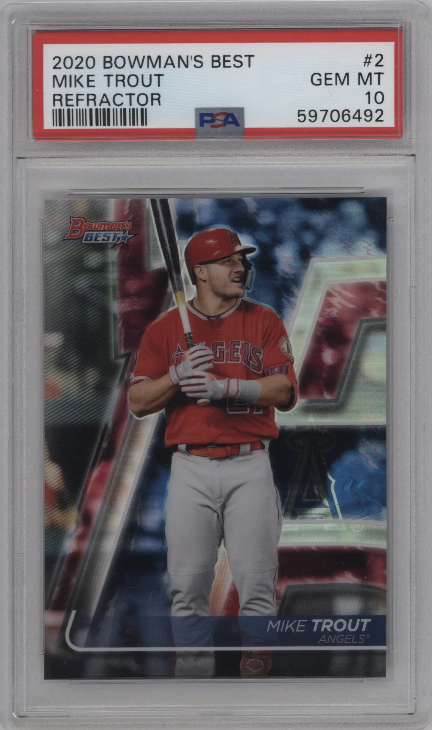 2020 Bowman’s Best Mike Trout Refractor #2 PSA 10