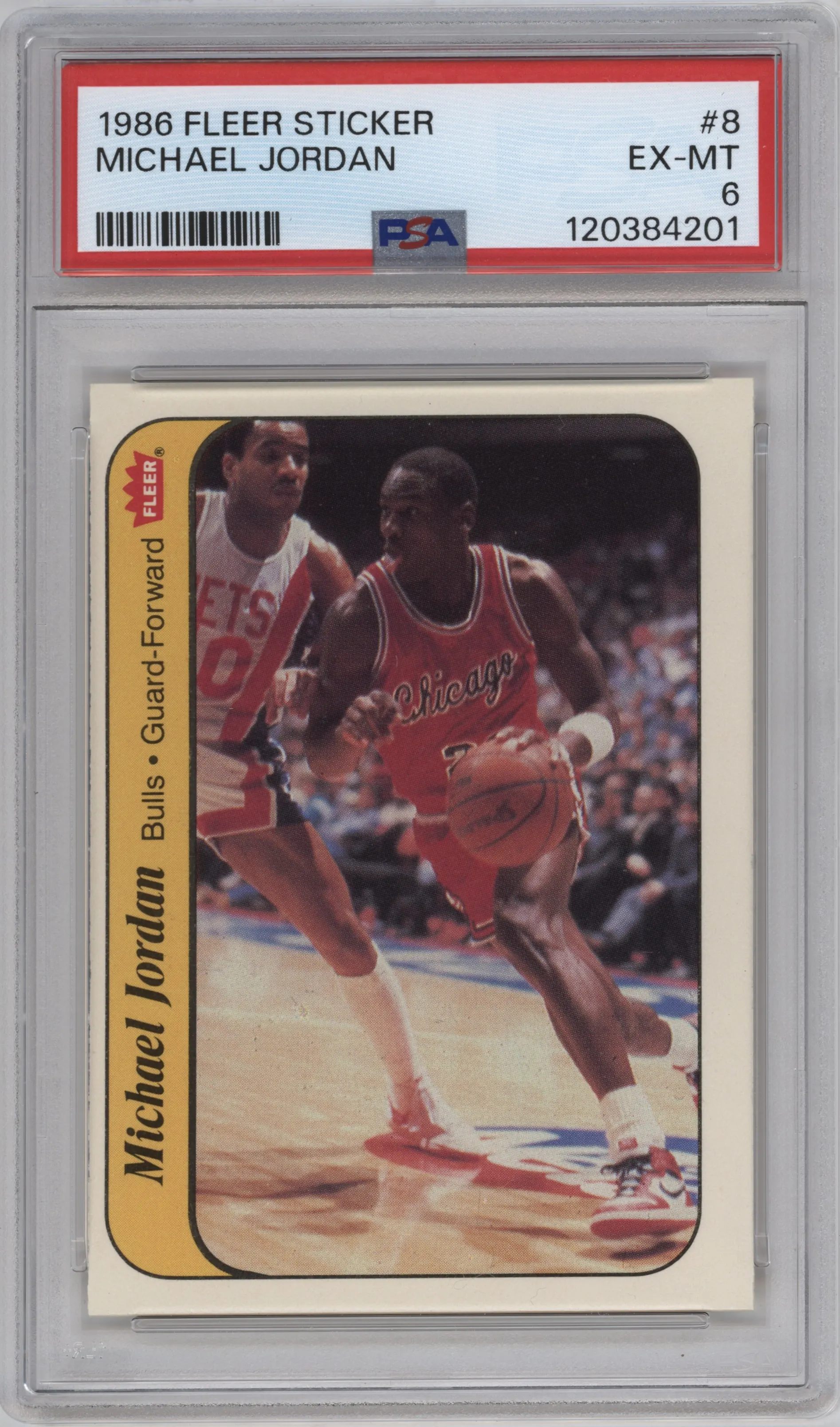 1986 Fleer Stickers Michael Jordan #8 PSA 6
