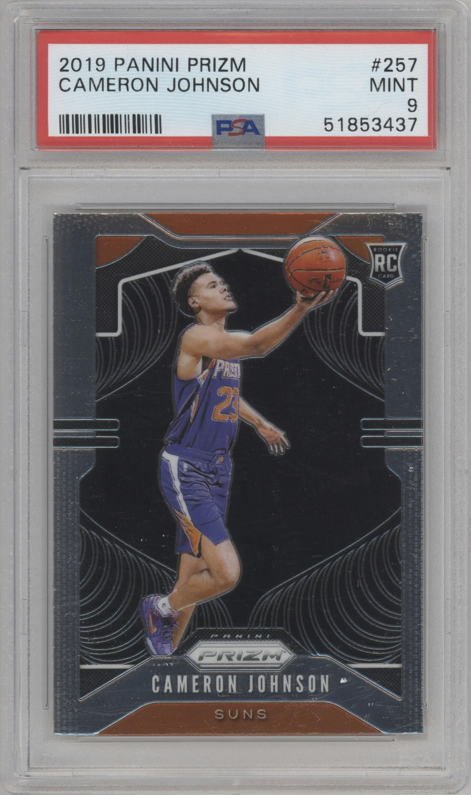 Cameron Johnson from the 2019-20 Panini Prizm set graded by PSA and given an overall grade of 9.