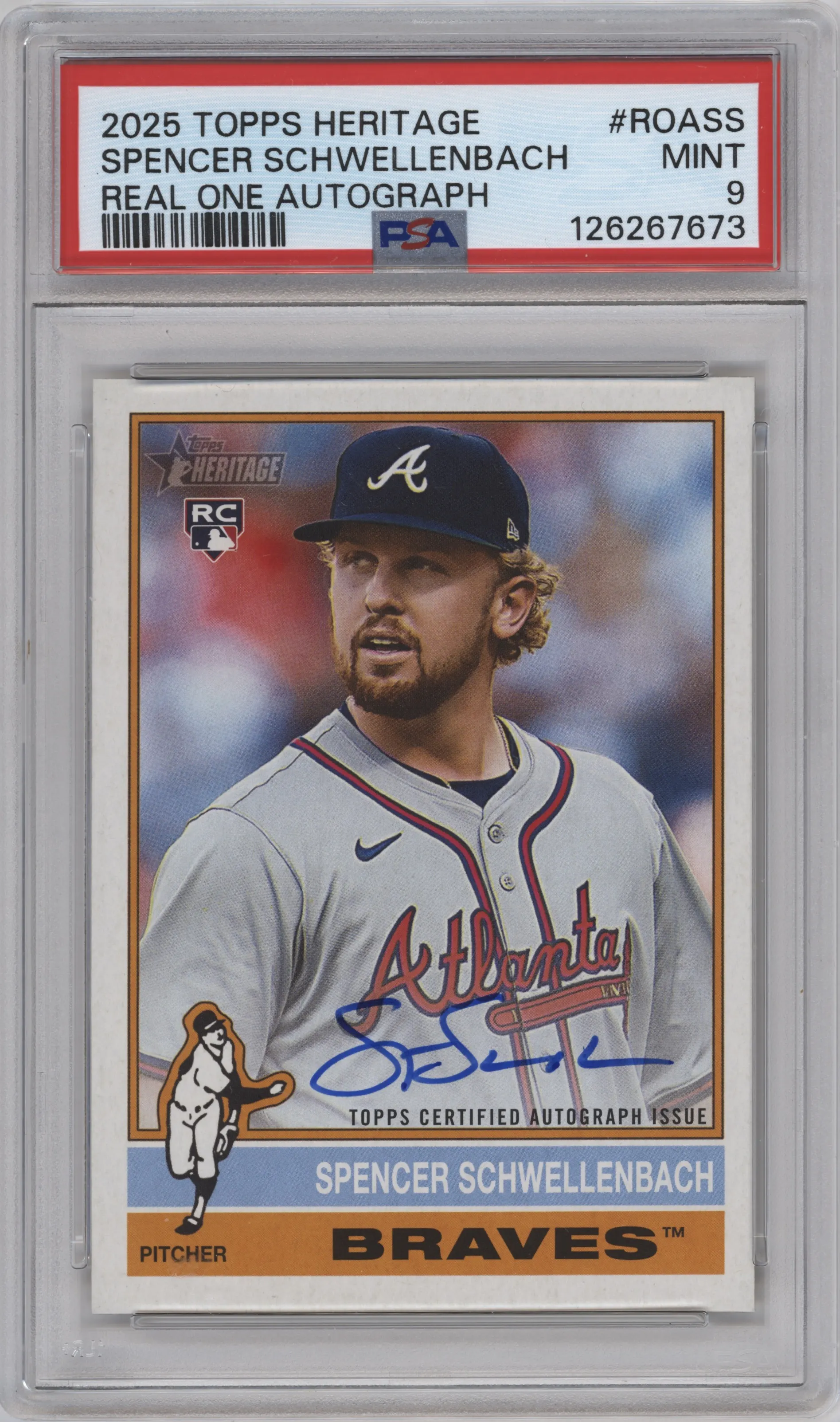 2025 Topps Heritage Real One Auto Spencer Schwellenbach PSA 9