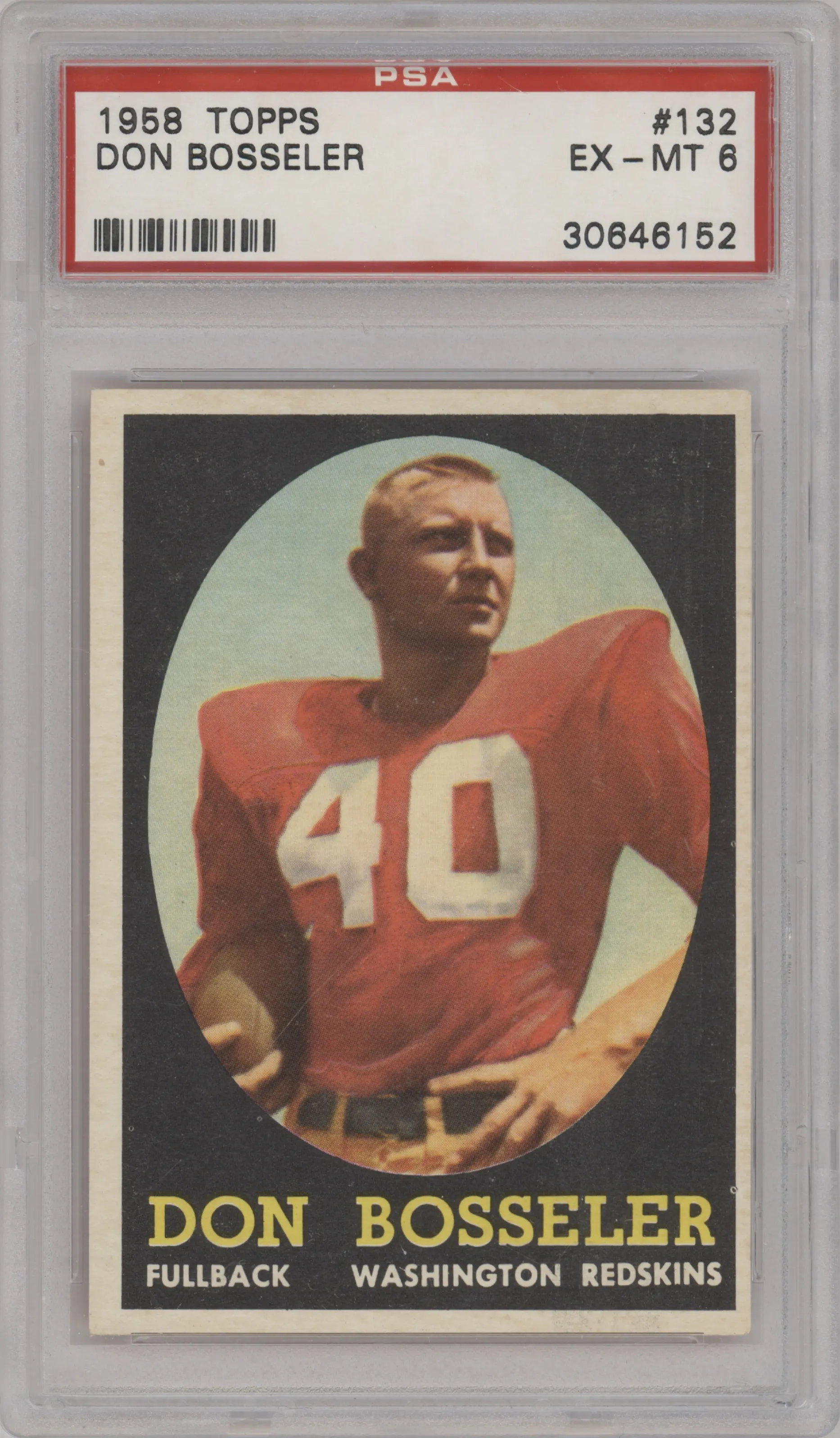 Don Bosseler from the 1958 Topps set graded by PSA and given an overall grade of 6.