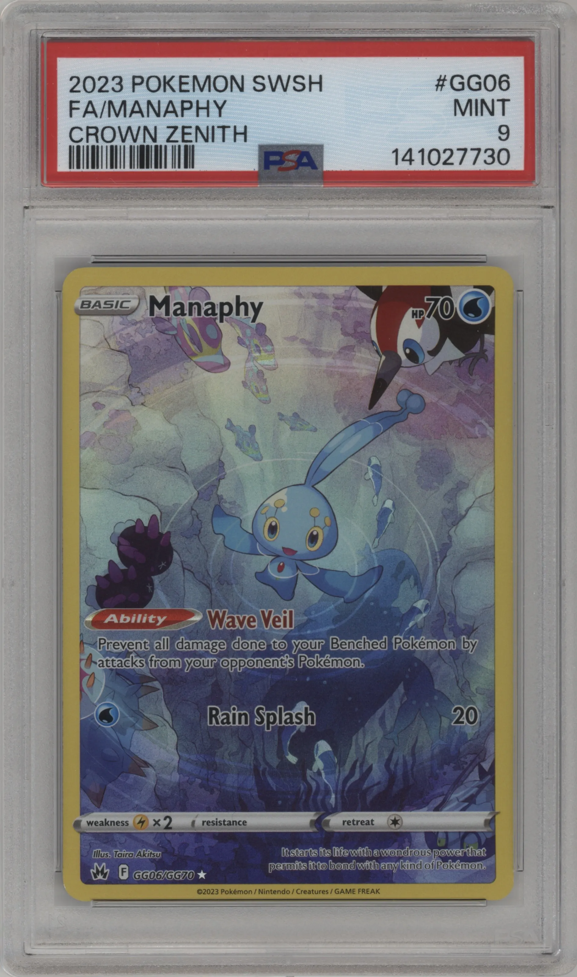 2023 Pokemon SWSH Crown Zenith GG Manaphy #GG06 PSA 9