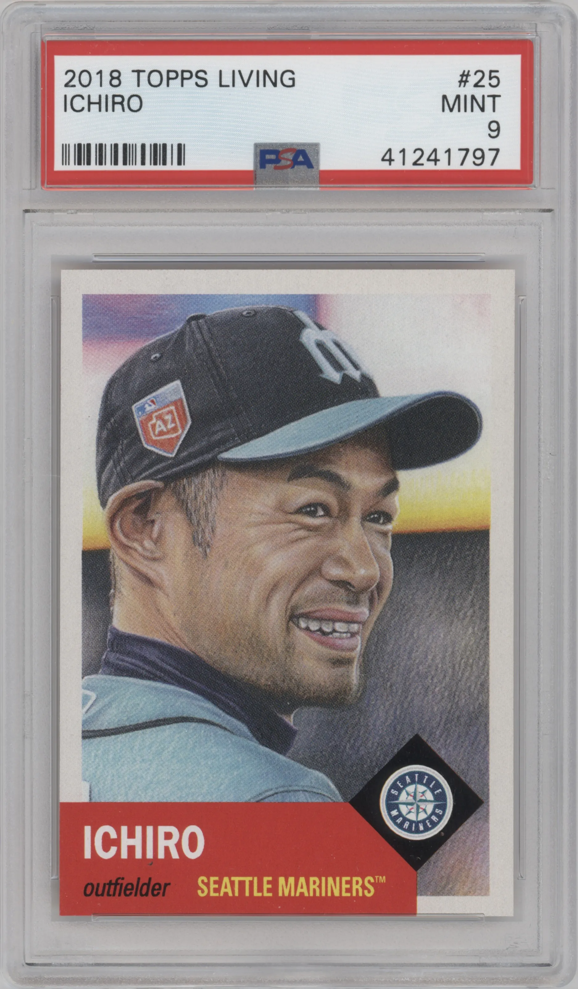 Ichiro from the Ultimate Topps Living Set   set graded by PSA and given an overall grade of 9.