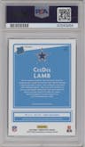 CeeDee Lamb from the 2020 Panini Donruss Optic set featuring a Teal Velocity parallel graded by PSA and given an overall grade of 10.