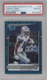 CeeDee Lamb from the 2020 Panini Donruss Optic set featuring a Teal Velocity parallel graded by PSA and given an overall grade of 10.
