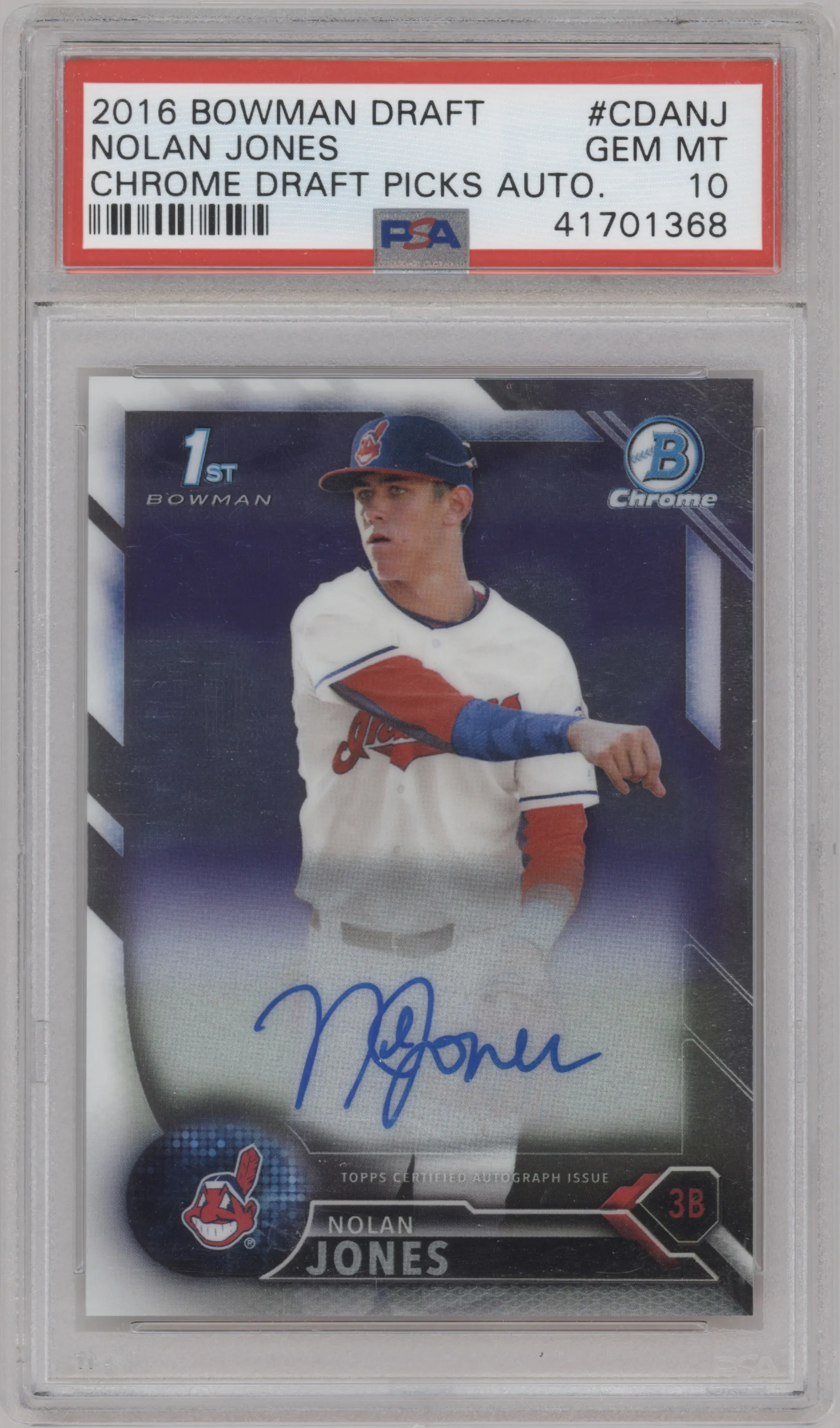 2016 Bowman Draft Chr.Auto Nolan Jones #CDA-NJ PSA 10