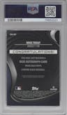 Mike Trout from the 2022 Topps Chrome Black set featuring a Gold Refractor parallel graded by PSA and given an overall grade of 10.