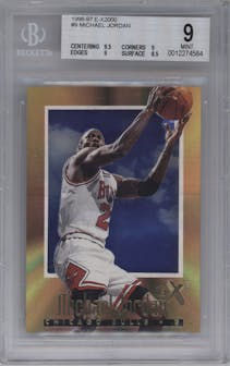 Michael Jordan from the 1996-97 Skybox E-X2000 set graded by Beckett and given an overall grade of 9.