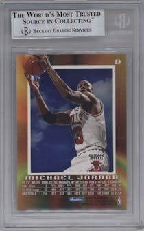 Michael Jordan from the 1996-97 Skybox E-X2000 set graded by Beckett and given an overall grade of 9.
