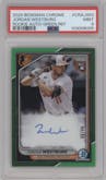 Jordan Westburg from the 2024 Bowman Chrome set featuring a Green Refractor parallel graded by PSA and given an overall grade of 9.
