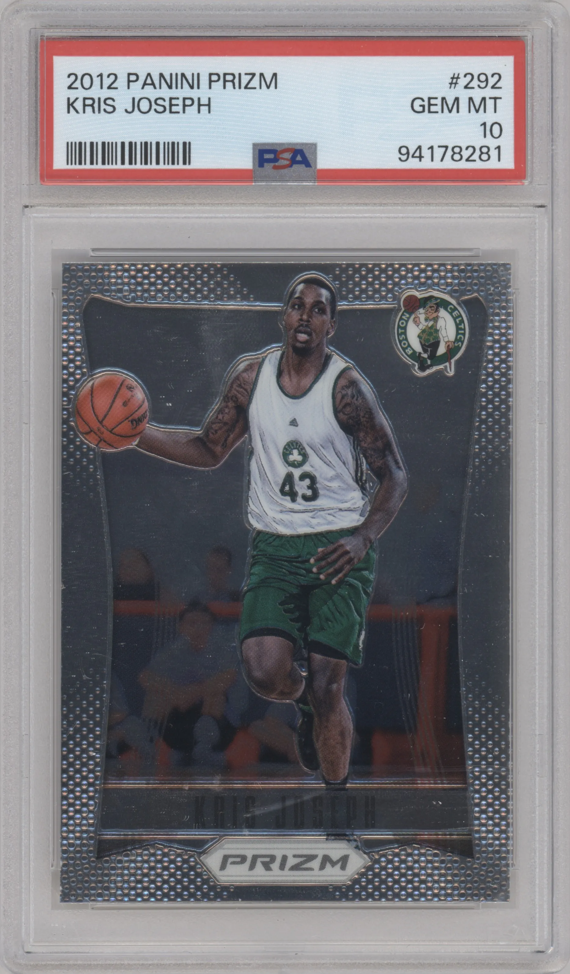 Kris Joseph from the 2012-13 Panini Prizm set graded by PSA and given an overall grade of 10.
