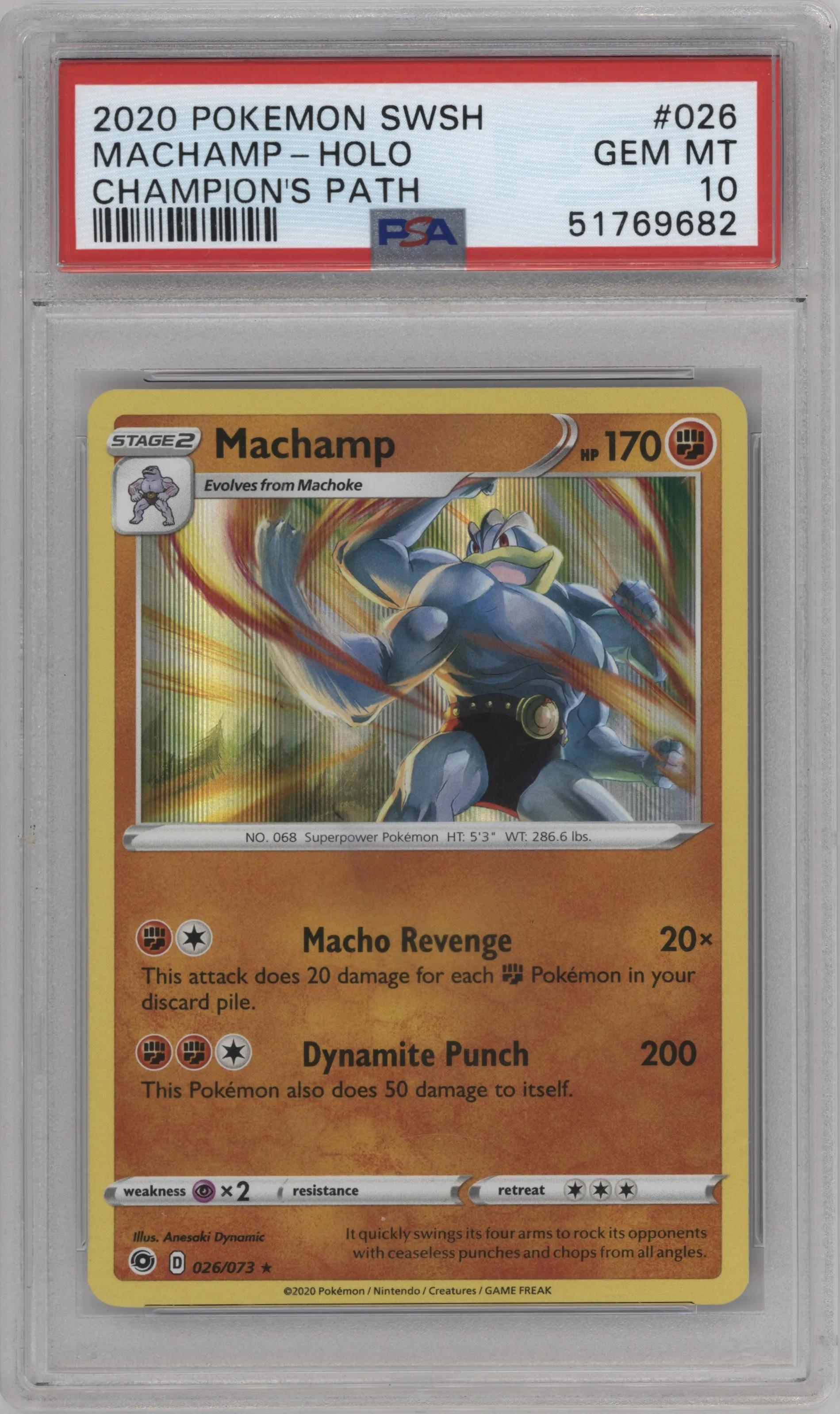 2020 Pokemon SWSH Champion's Path Machamp #026 PSA 10