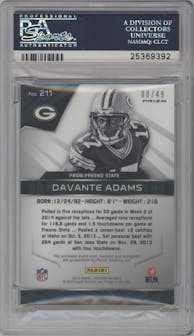 Davante Adams from the 2014 Panini Spectra set featuring a Blue Prizm parallel graded by PSA and given an overall grade of 9.