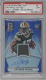 Davante Adams from the 2014 Panini Spectra set featuring a Blue Prizm parallel graded by PSA and given an overall grade of 9.