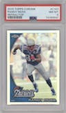 Randy Moss from the 2010 Topps Chrome set featuring a Refractor parallel graded by PSA and given an overall grade of 8.