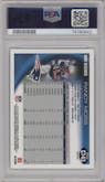 Randy Moss from the 2010 Topps Chrome set featuring a Refractor parallel graded by PSA and given an overall grade of 8.