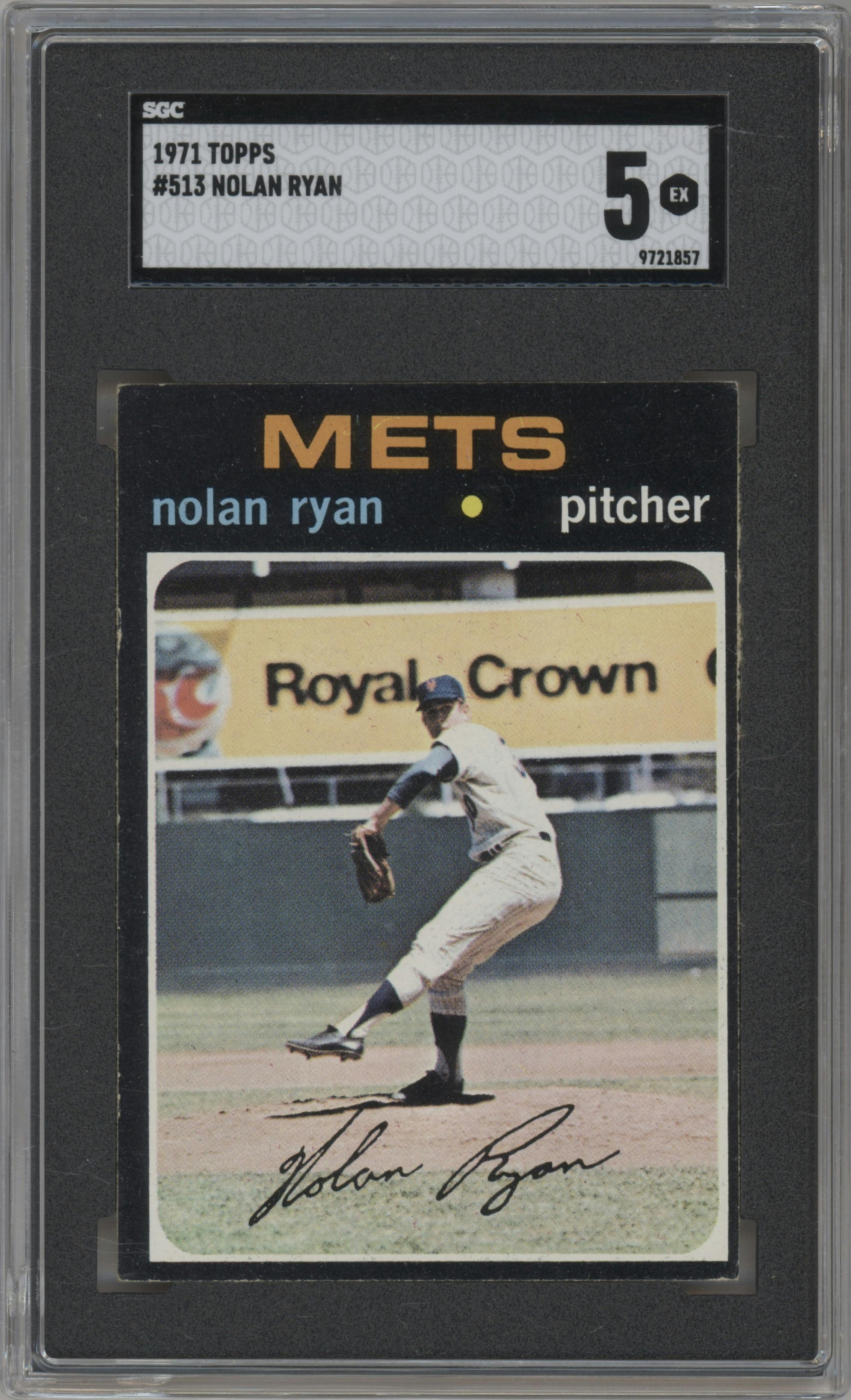Nolan Ryan from the 1971 Topps set graded by SGC and given an overall grade of 5.
