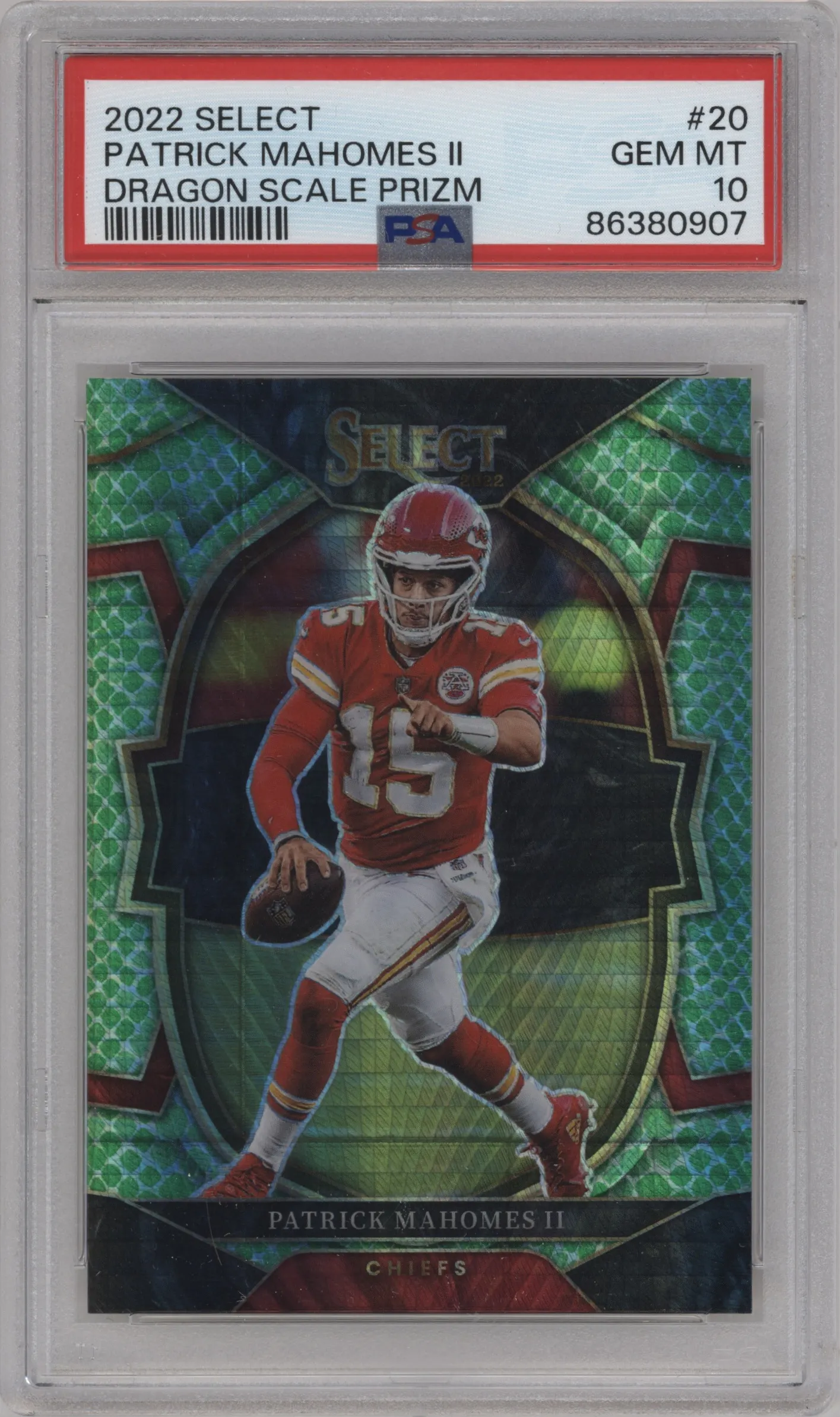 2022 Panini Select Patrick Mahomes II Dragon Scale #20 PSA 10
