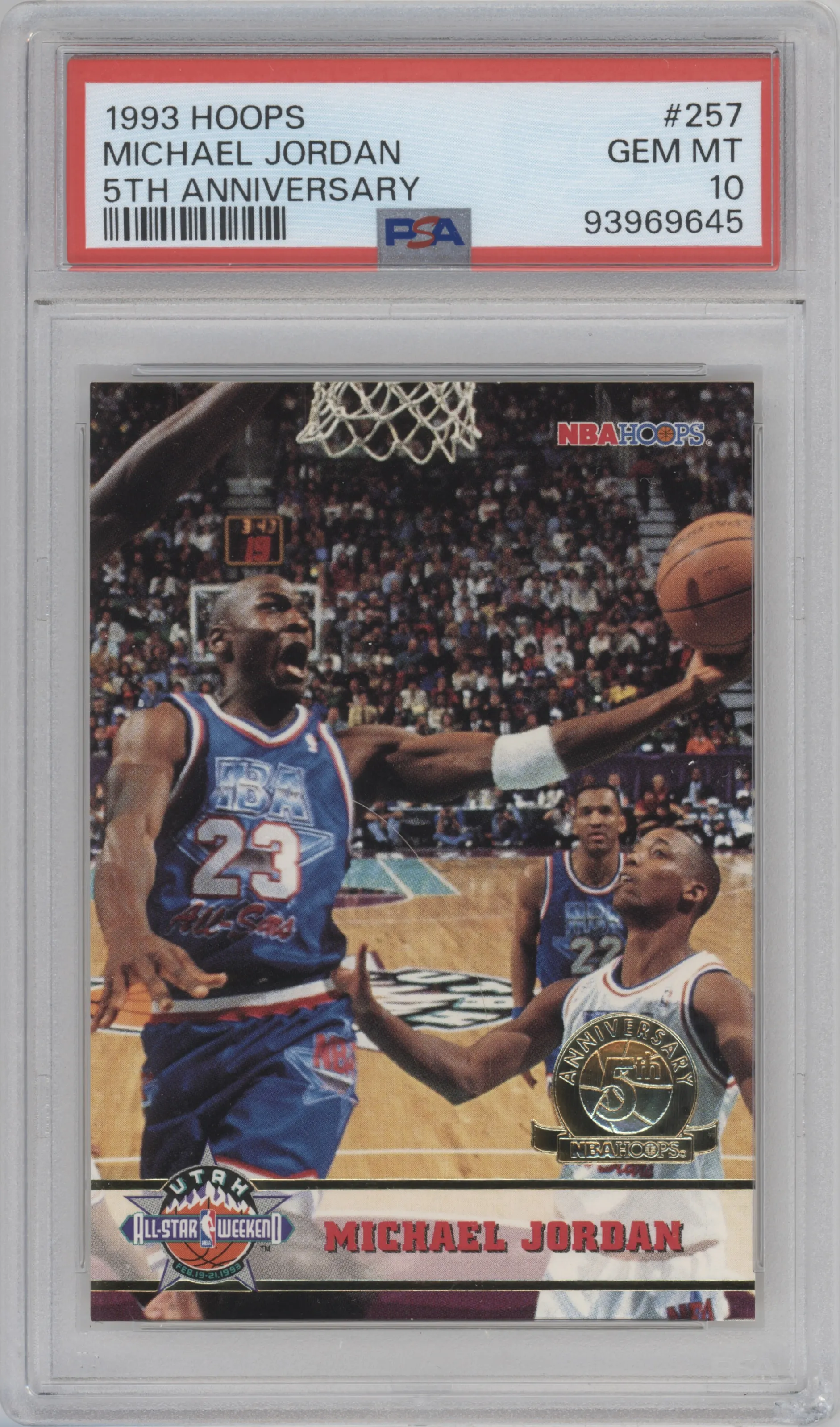 1993 NBA Hoops Michael Jordan 5th Anniversary Gold #257 PSA 10