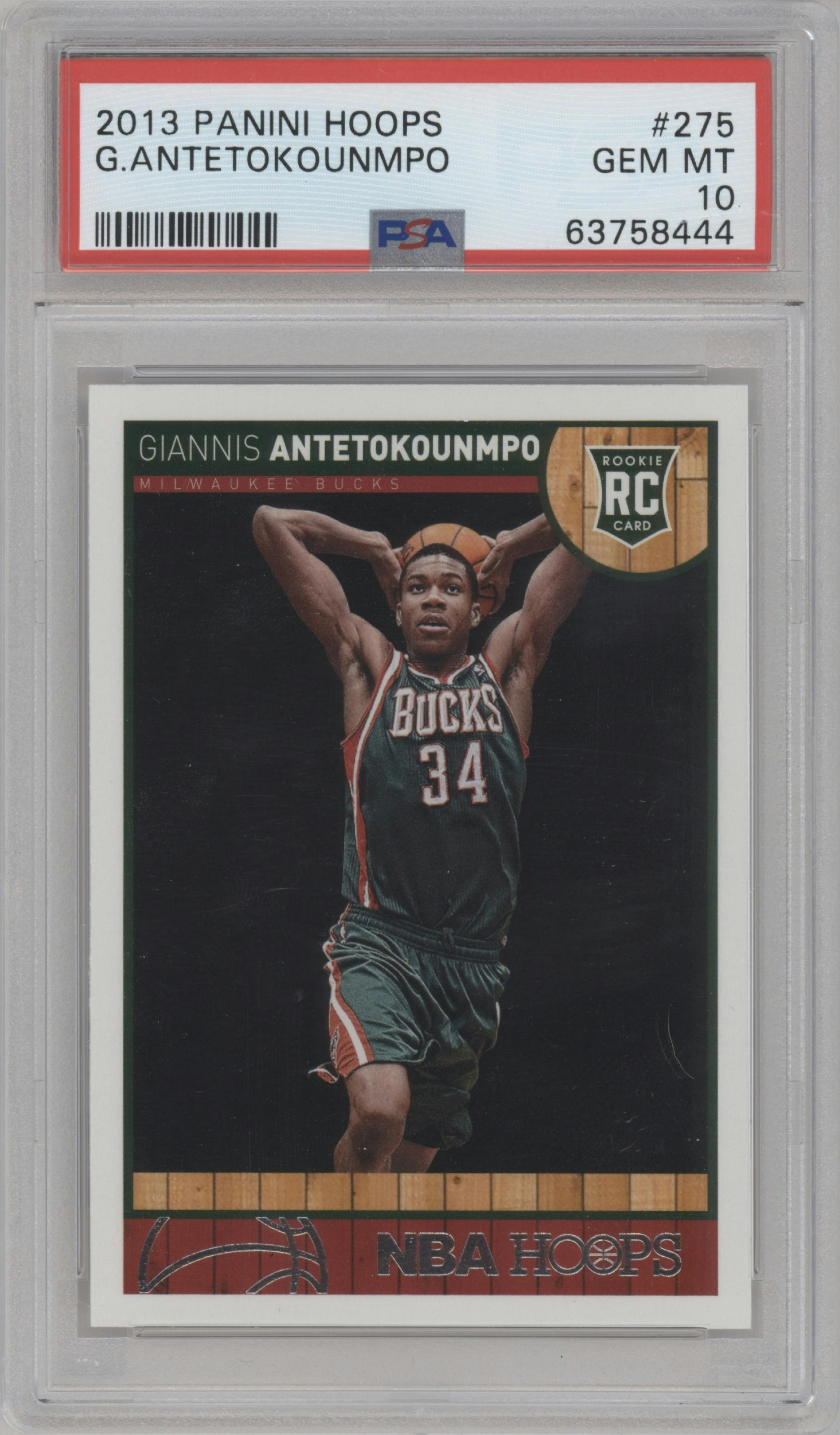 Giannis Antetokounmpo from the 2013-14 Panini NBA Hoops set graded by PSA and given an overall grade of 10.