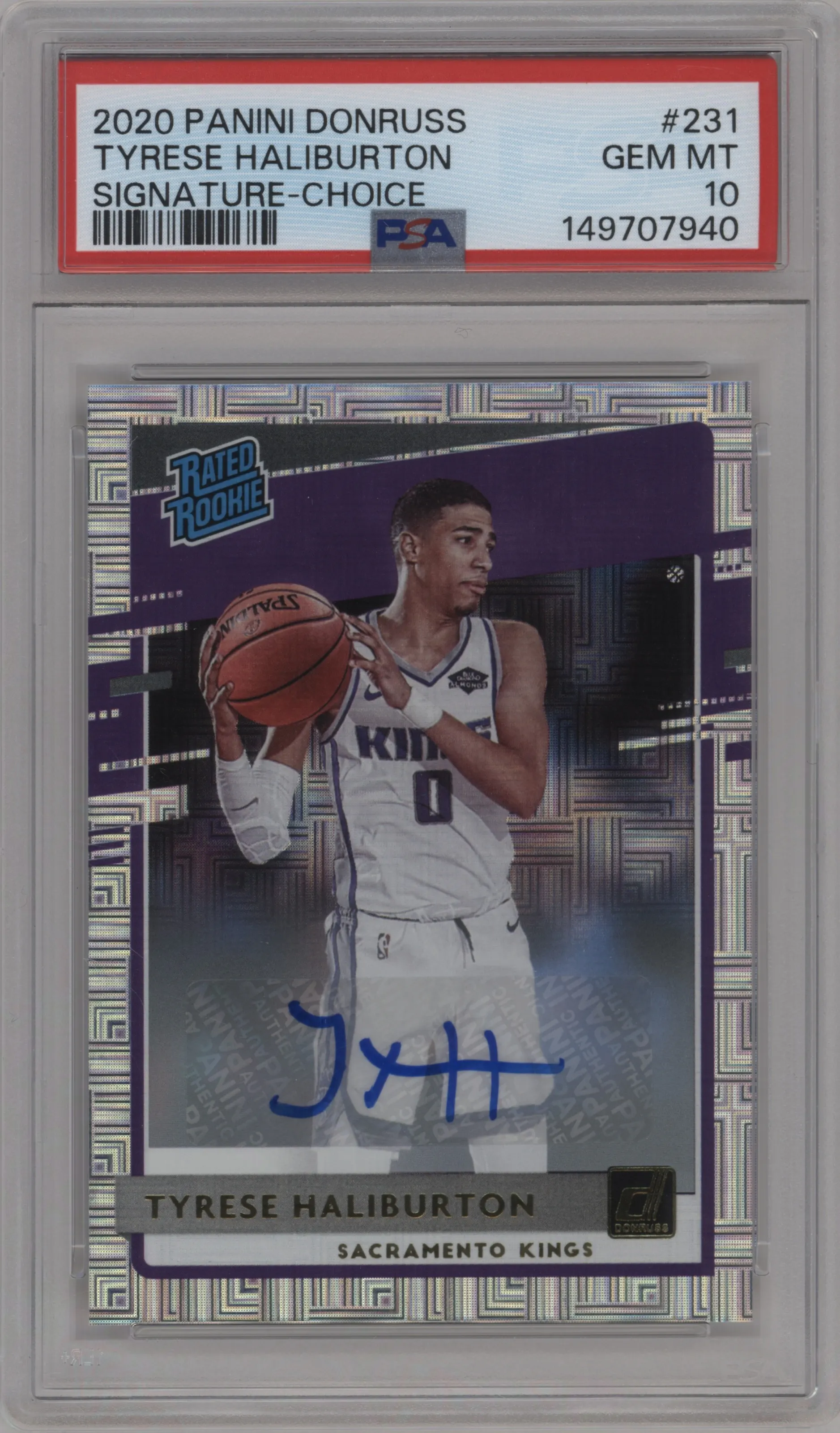 2020 Panini Donruss Rtd.Rke.Sig. Tyrese Haliburton Choice PSA 10