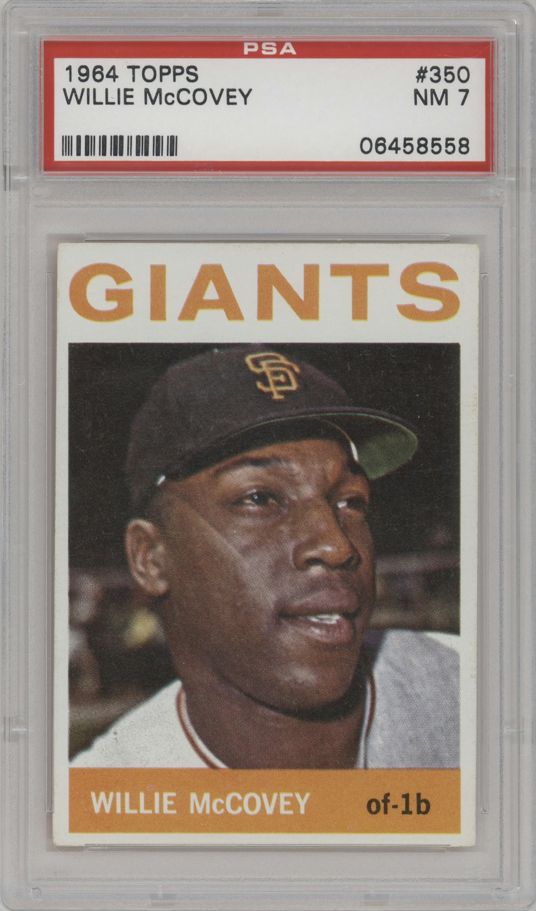Willie McCovey from the 1964 Topps set graded by PSA and given an overall grade of 7.