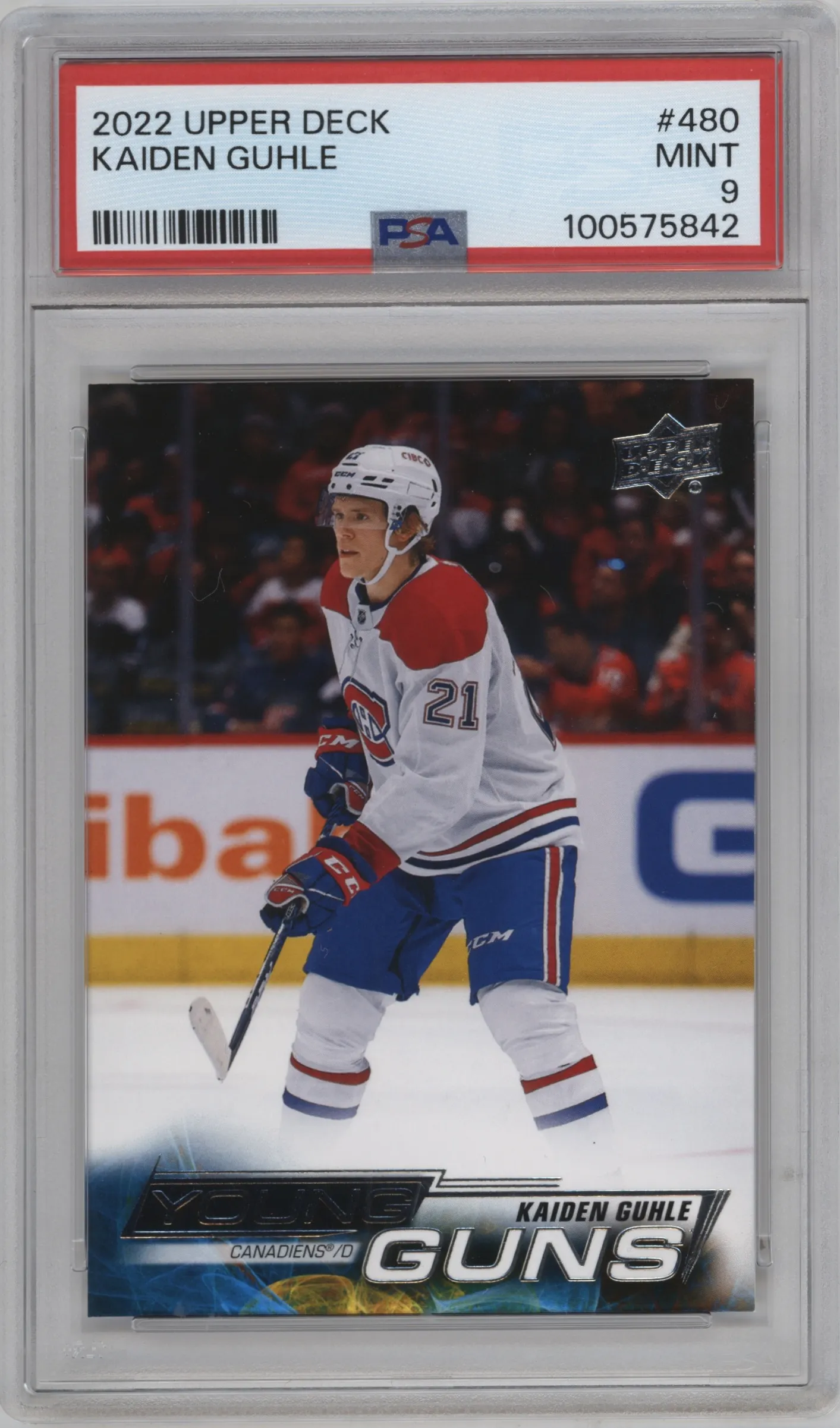 2022 Upper Deck Young Guns Kaiden Guhle #480 PSA 9
