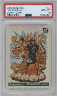 Joe Burrow from the 2023 Panini Donruss set graded by PSA and given an overall grade of 10.