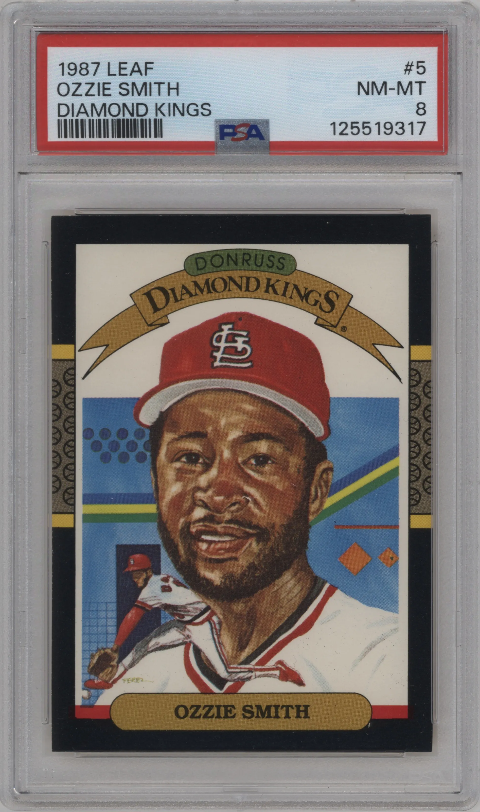 1987 Leaf Diamond Kings Ozzie Smith PSA 8