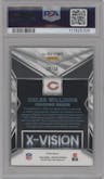Caleb Williams from the 2024 Panini Spectra set featuring a Meta parallel graded by PSA and given an overall grade of 10.