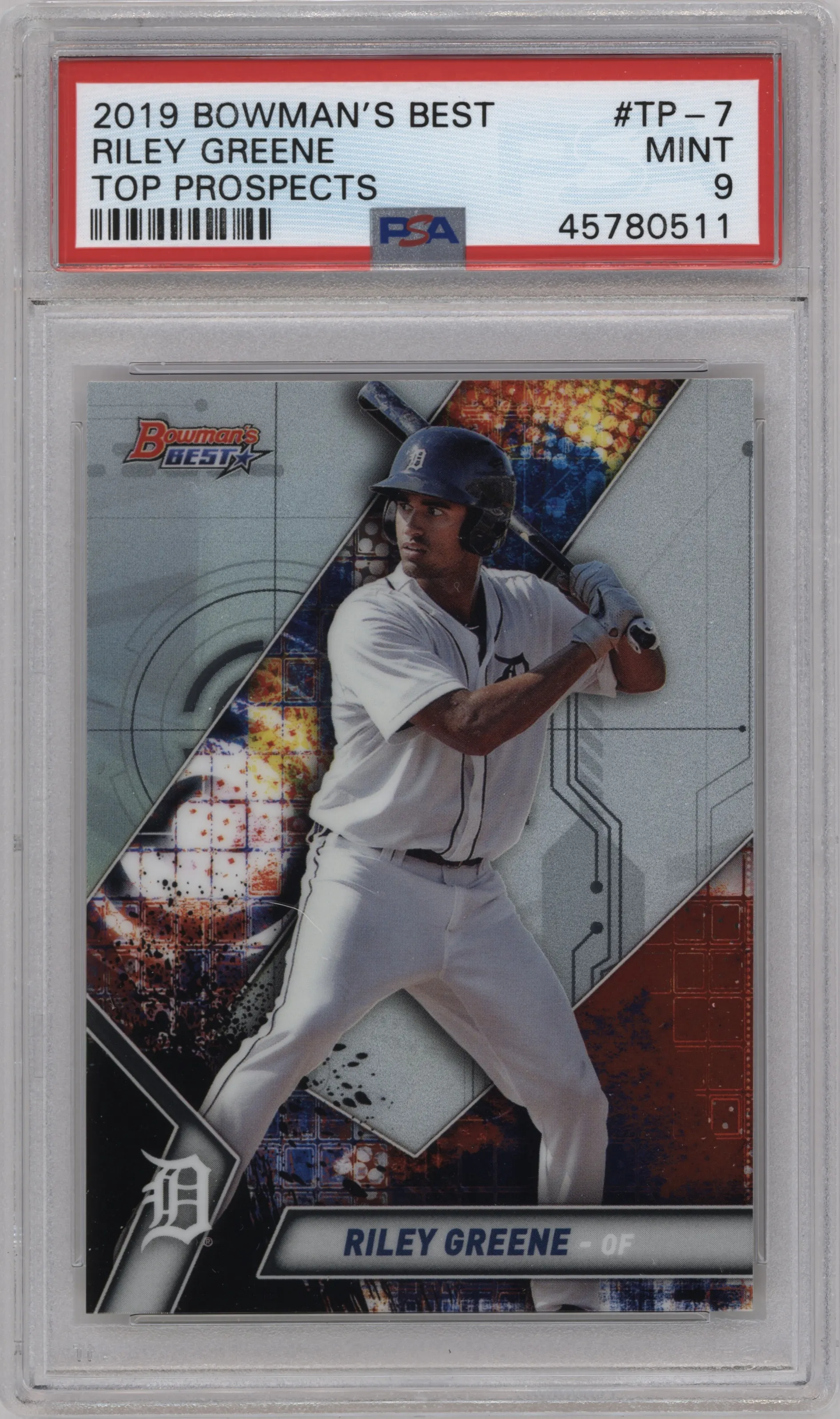 2019 Bowman’s Best Top Prospects Riley Greene #TP-7 PSA 9