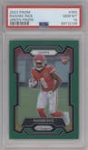 Rashee Rice from the 2023 Panini Prizm set featuring a Green Prizm parallel graded by PSA and given an overall grade of 10.