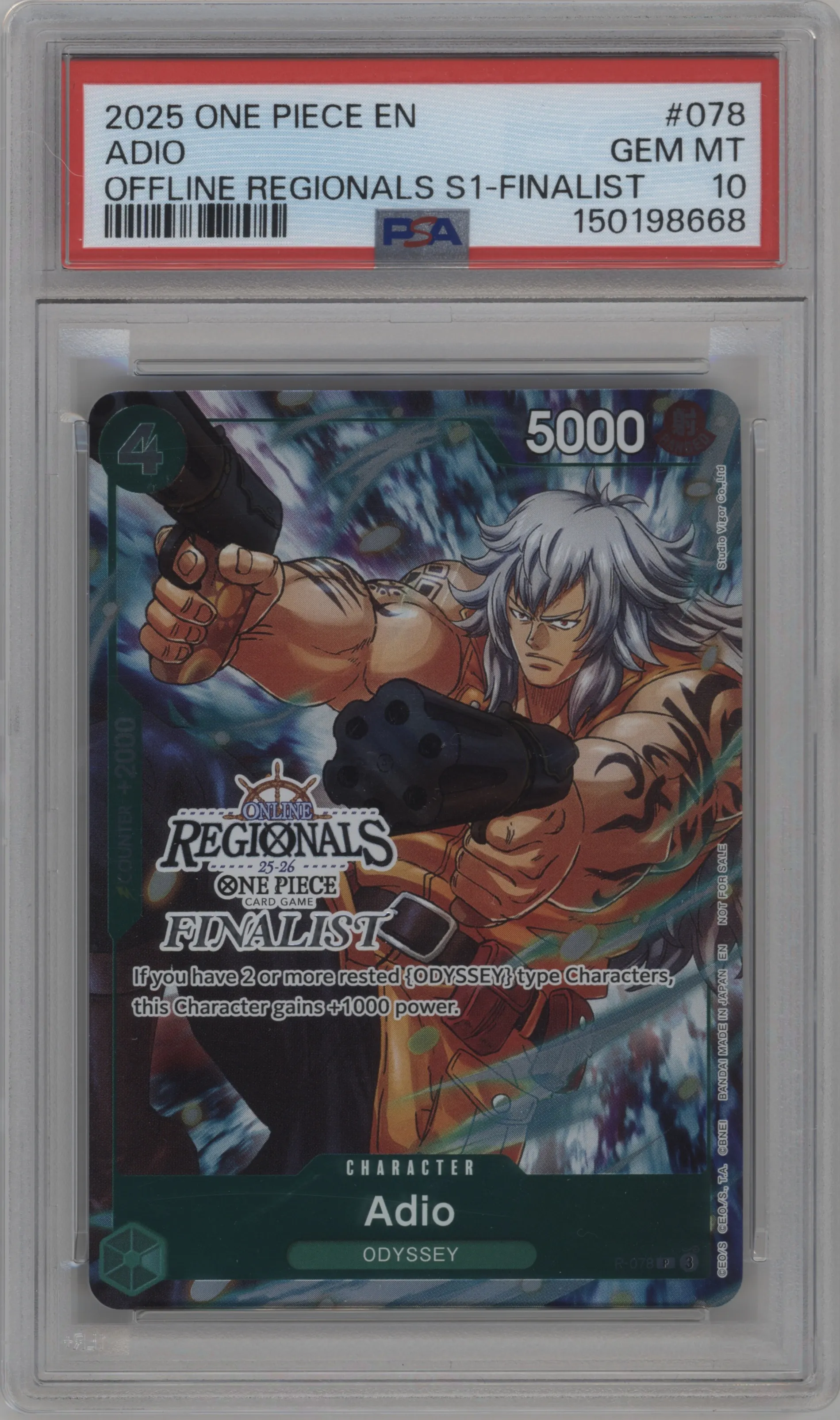 2025 One Piece Adio Offline Regional Card Set 25-26Vol.1 Finalist P #P-078 P PSA 10