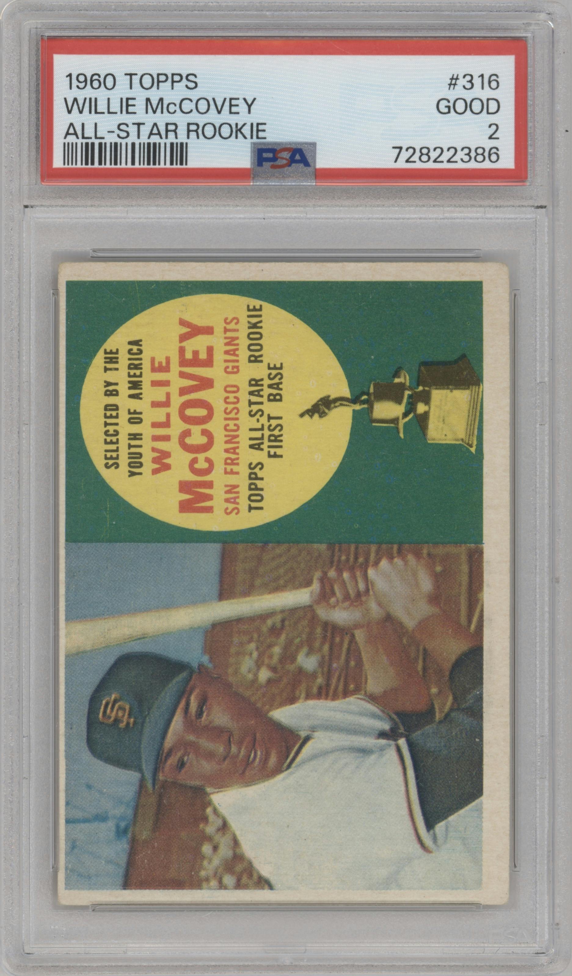 Willie McCovey from the 1960 Topps set graded by PSA and given an overall grade of 2.